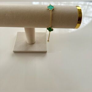 Chic Gold filled Green Clover Bracelet